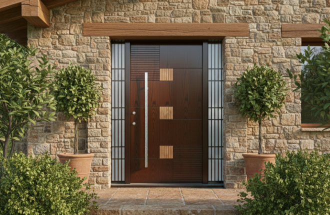 home door with vision panel