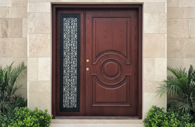 home door with vision panel