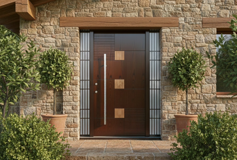 home door with vision panel