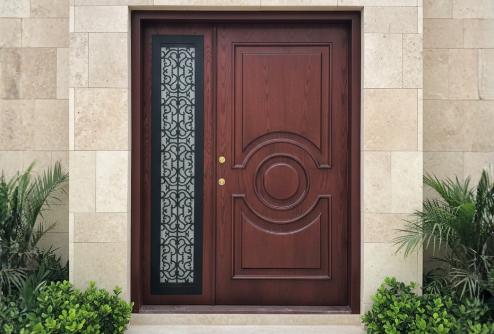 home door with vision panel